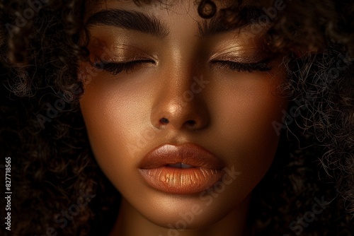 Close Up of Womans Face With Eyes Closed