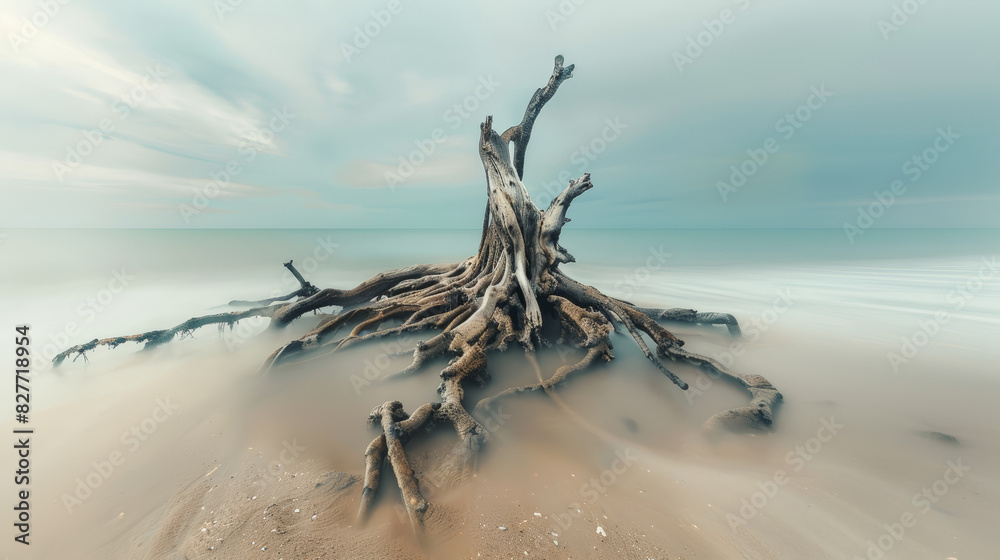 Emergence: Ancient Tree Roots in Long Exposure. Generative AI
