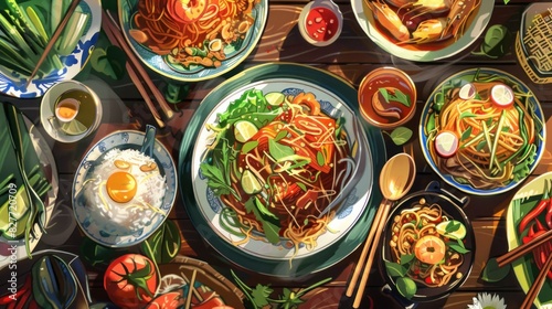 Wallpaper Mural Somtum, Papaya salad restaurant illustration that ignites a passion for Thai culinary artistry Torontodigital.ca