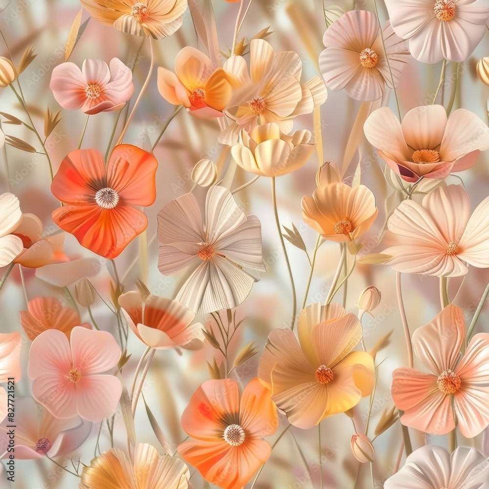 Seamless beautiful flower pattern with colorful background-illustration. High quality photo