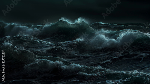 Midnight Tide  Capturing the Rush of Night Waves. Generative AI