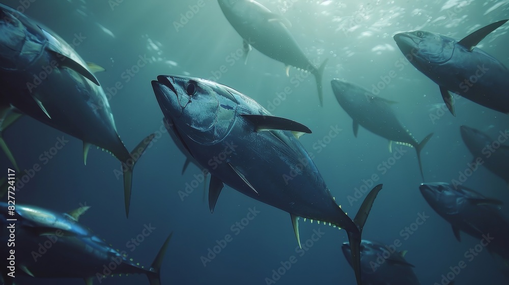 Obraz premium A school of fish swimming in the ocean