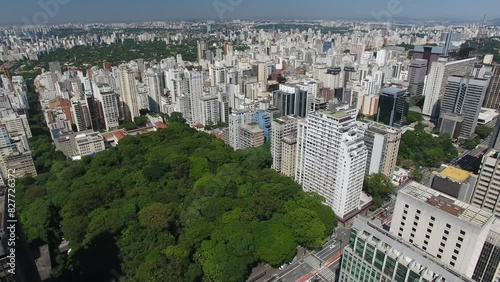 Aerial view of Trianon Park (Tenente Siqueira Campos Park) and Paulista Avenue - São Paulo, Brazil photo