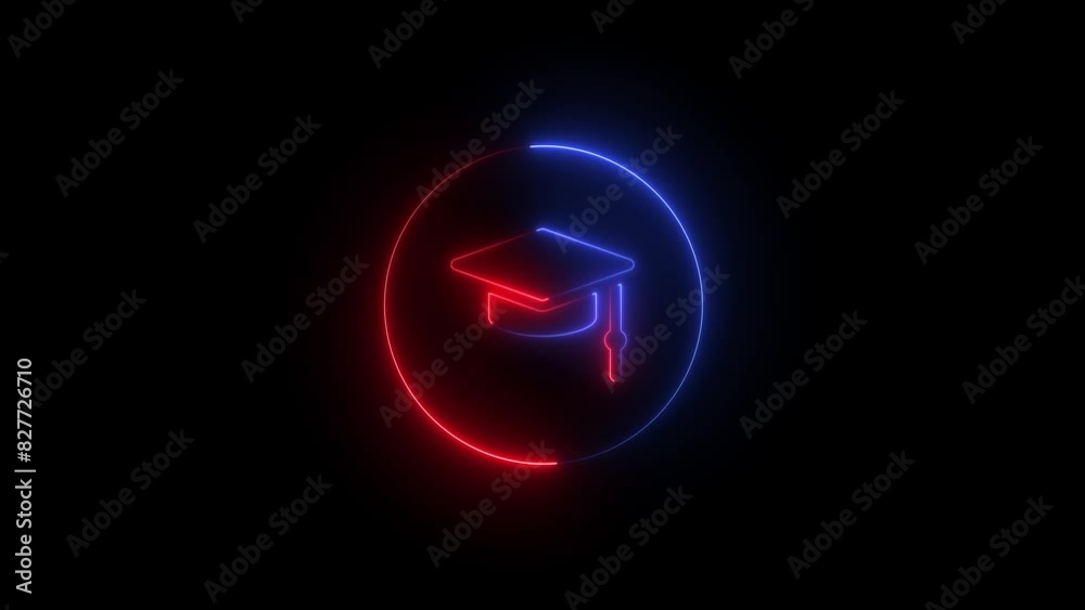 neon line Graduation cap icon isolated on black background. Graduation hat with tassel icon. neon line Graduation cap icon isolated on black background. Graduation hat with tassel icon.