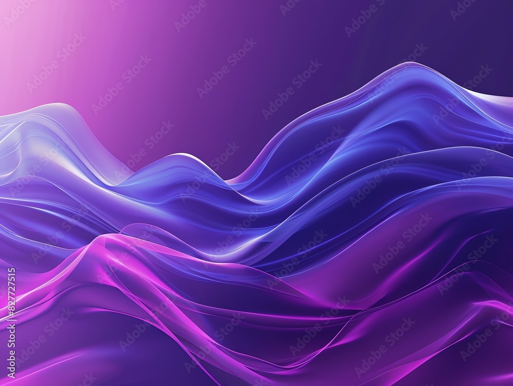 Fototapeta premium Abstract purple and blue waves creating a mesmerizing and fluid pattern, perfect for backgrounds, designs, and artistic projects.