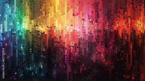 Wallpaper Mural A colorful, abstract painting with a cityscape in the background Torontodigital.ca