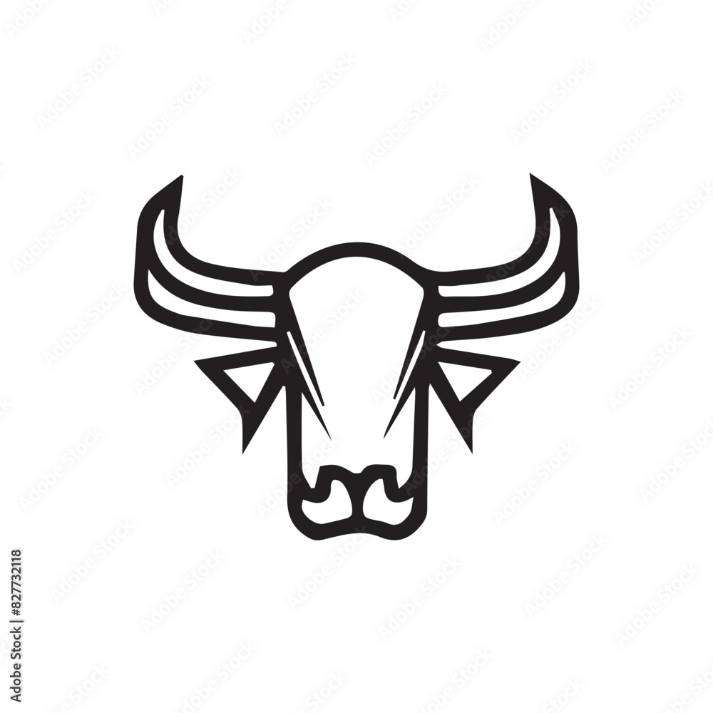Vector Black outline bull head logo icon Vector Black outline bull head logo icon