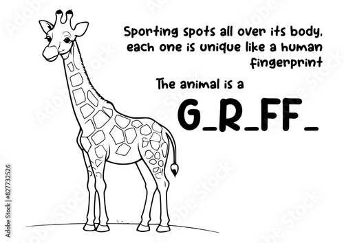 coloring book animal and unique fact about giraffe