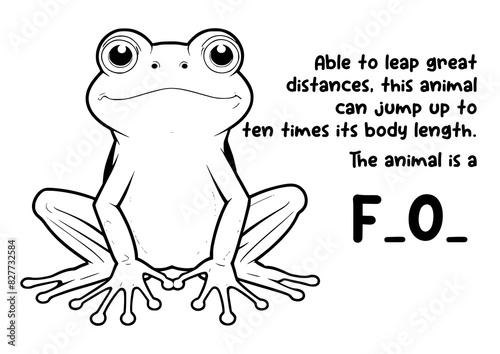 coloring book animal and unique fact about frog photo