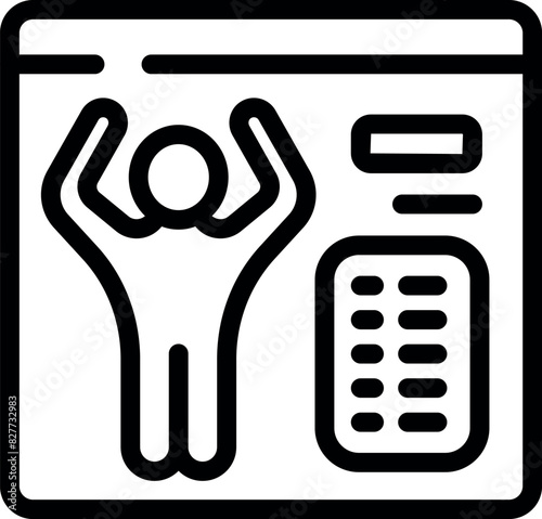 A simple line icon depicting a person undergoing a security check at the airport
