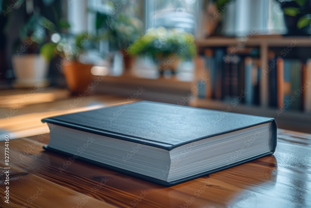 A book is sitting on a wooden table A book is sitting on a wooden table
