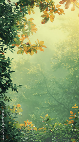 Autumn Forest Landscape in Morning Mist, Copyspace for Back to School, Outdoor Inspiration, Education, Fall Season, Exam Preparation, Nature, Vertical Orientation