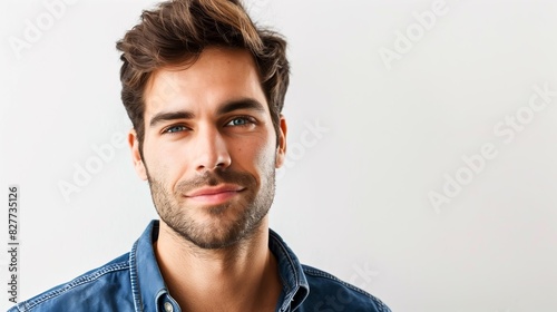 Confident and Friendly Handsome Man Portrait on White Background photo