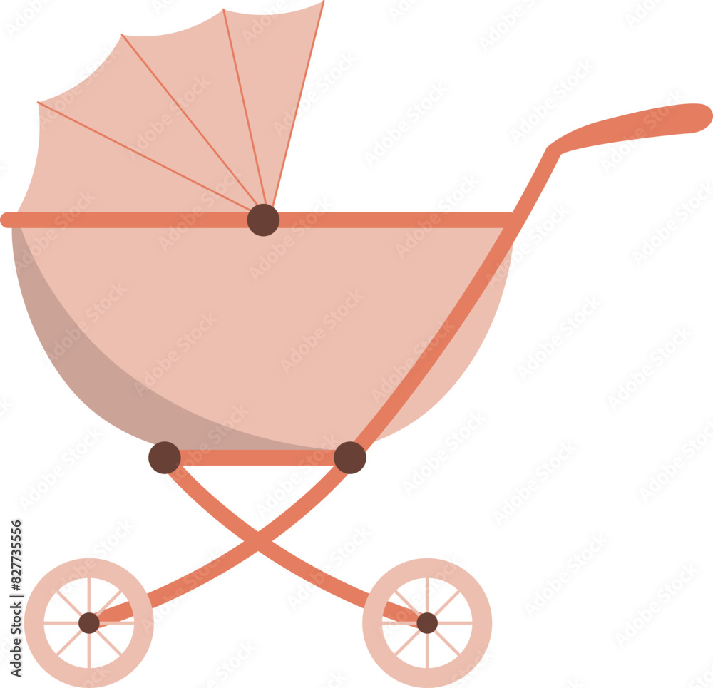 Set of baby shower concept, pram