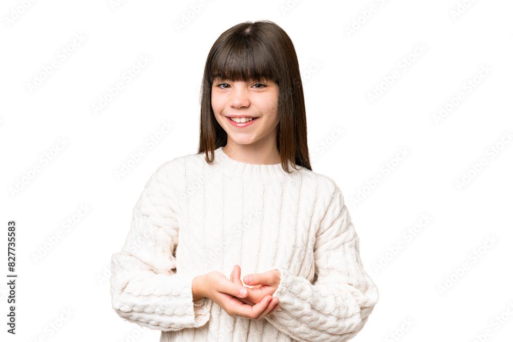 Little caucasian girl over isolated background laughing Little caucasian girl over isolated background laughing