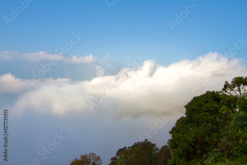 View of the foggy clouds from the mountain