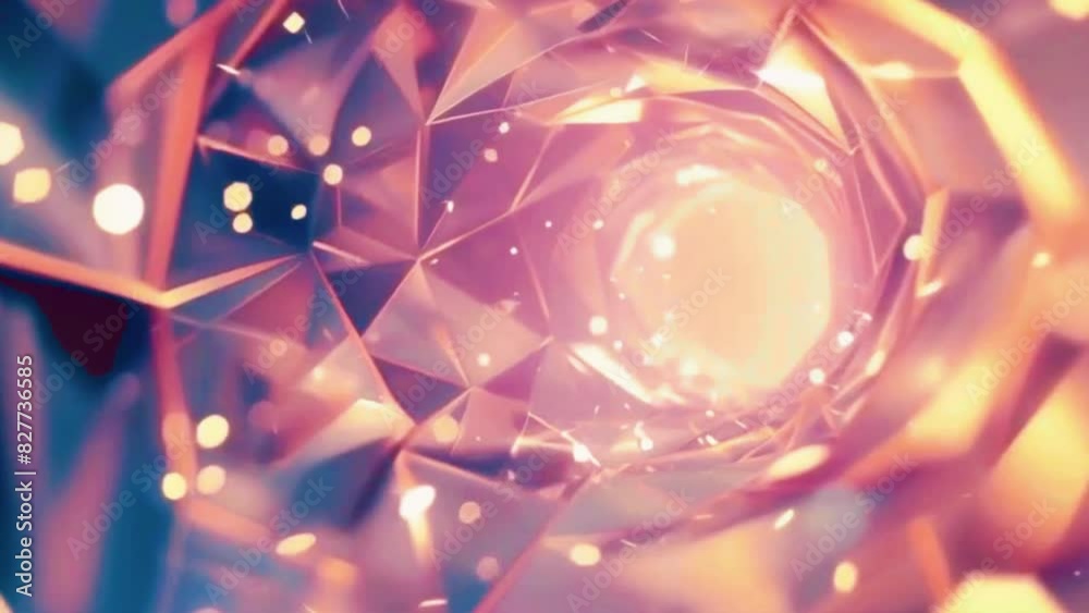 Tunnel effect with geometric shapes, pulling the viewer into a gradient vortex, 4K lights background High-Quality Animation Video