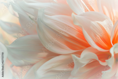 Soft Focus Abstract Orange and White Flower Petals with Dreamy Pastel Tones