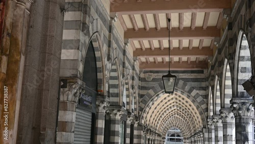 Genoa, Liguria, Italy 18 May 2024. Beautiful footage in Via XX Settembre: it is one of the main streets of the historic center, characterized by porticoes with magnificent vaults. photo