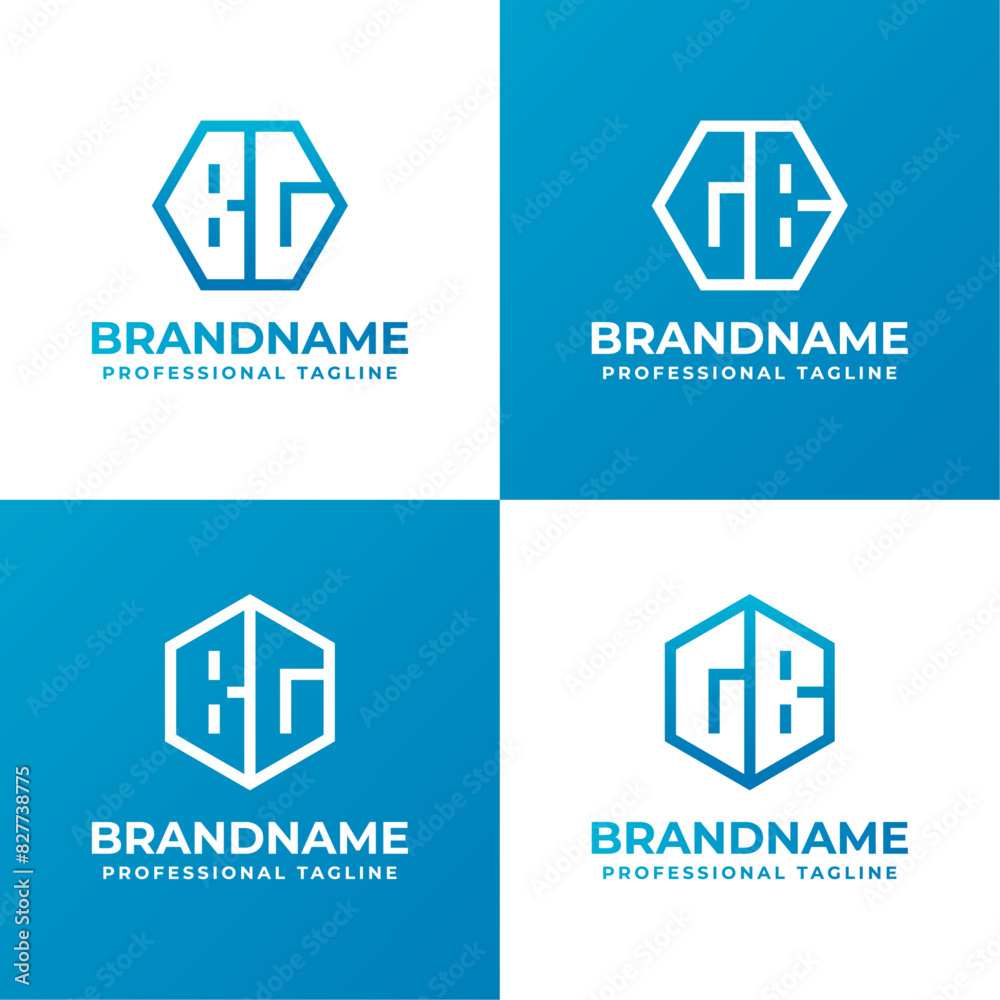 Letters BG and GB Hexagon Logo Set, suitable for business with GB or BG initials Letters BG and GB Hexagon Logo Set, suitable for business with GB or BG initials