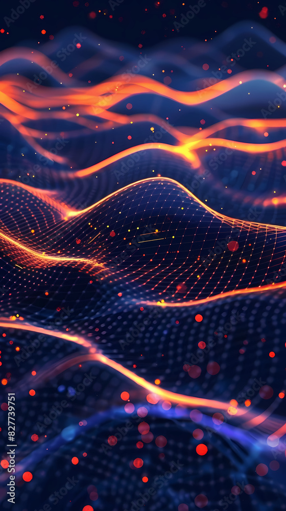 Obraz premium Abstract glowing dots and waves