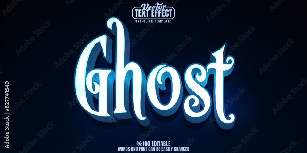 Fototapeta premium Ghost editable text effect, customizable spirit and haunted 3d font style