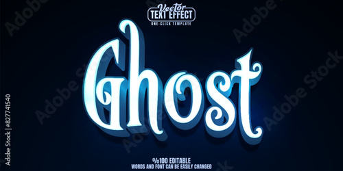 Ghost editable text effect, customizable spirit and haunted 3d font style
