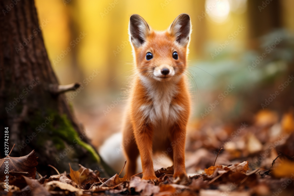 Adorable Fox Kit in Autumn Forest Nature and Wildlife Adorable Fox Kit in Autumn Forest Nature and Wildlife