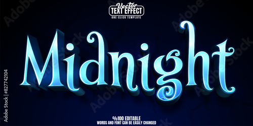 Midnight editable text effect, customizable scary and fear 3D font style
