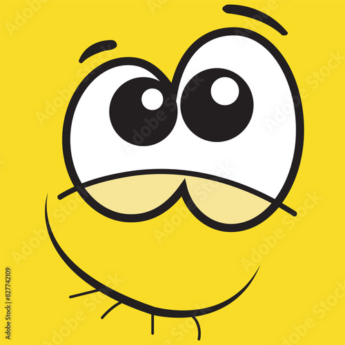 Happy cartoon faces with different expressions. Different facial expressions, vector illustrations