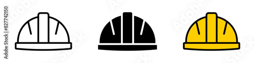 Hard hat helmet icon. Construction vector illustration. Engineer symbol. Industrial equipment icons isolated.