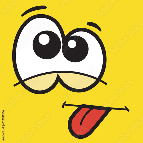 Happy cartoon faces with different expressions. Different facial expressions, vector illustrations