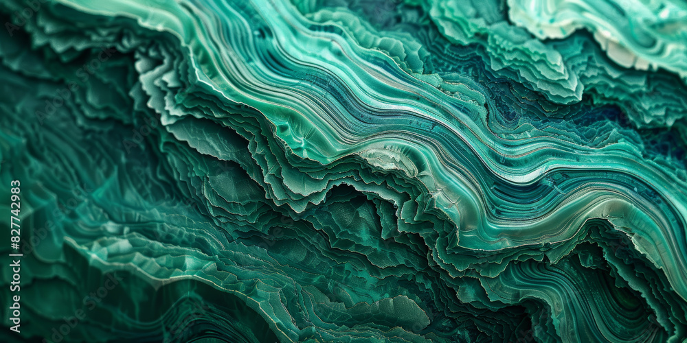 Fototapeta premium Abstract Green Marble Layers A Study in Natural Stone Texture and Organic Patterns