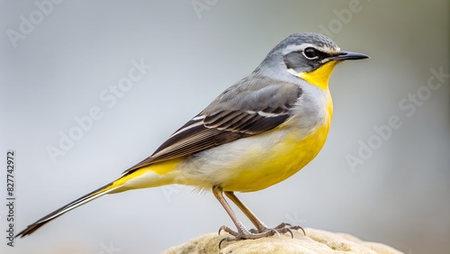 yellow wagtail on a branch photo