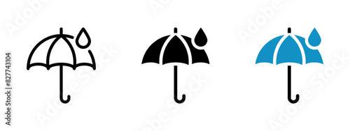 Water protection icon. Rain cover illustration. Umbrella icon. Weather forecast symbol isolated.
