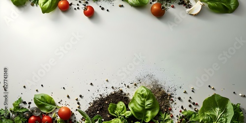 Promoting Biodegradable Kitchen Waste Composting with Food Waste Compost Frame on White Background. Concept Eco-Friendly Kitchen, Food Waste DIY, Composting Benefits, Green Living Ideas photo