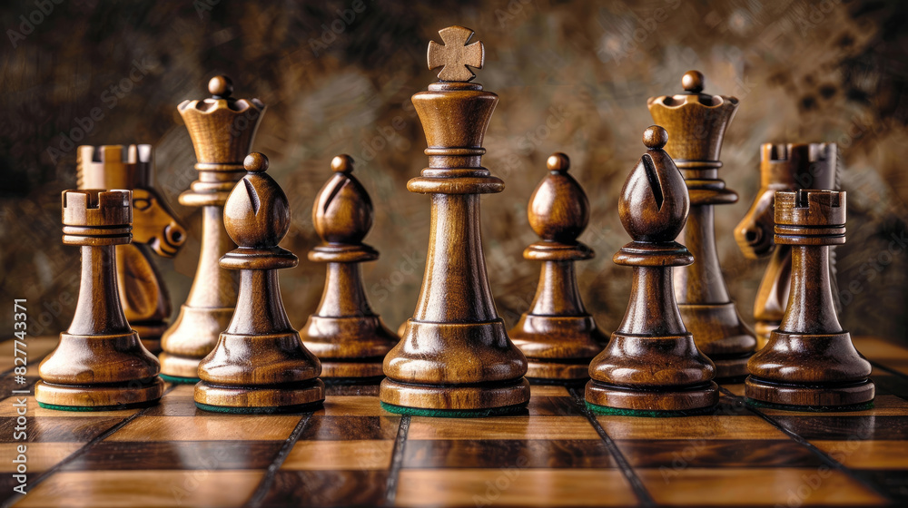 Close-Up Shot of Chess Pieces on Wooden Board Close-Up Shot of Chess Pieces on Wooden Board