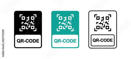 QR code scanner label. QR-code vector sign.