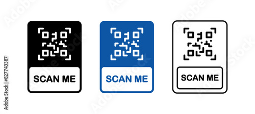 Scan me label. QR code vector icon. Scan me qr-code isolated illustration.