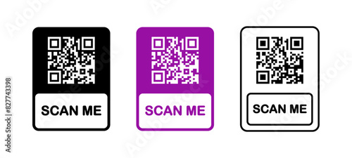 QR scanner label. QR code vector icon. Scan me qr-code illustration isolated.