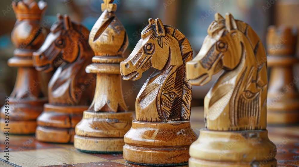 Close-Up Shot of Chess Pieces on Wooden Board Close-Up Shot of Chess Pieces on Wooden Board