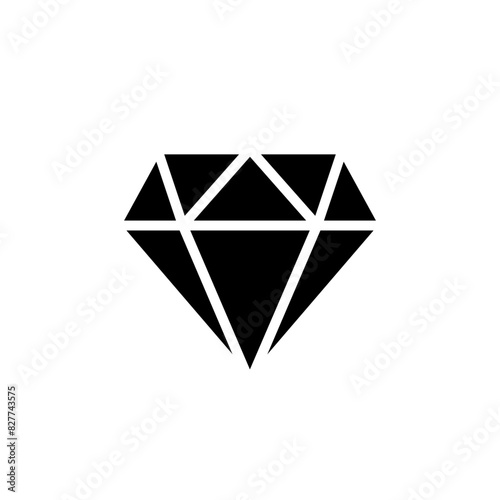 Diamond icon set. Gemstone pictogram. Brilliant black vector illustration isolated.