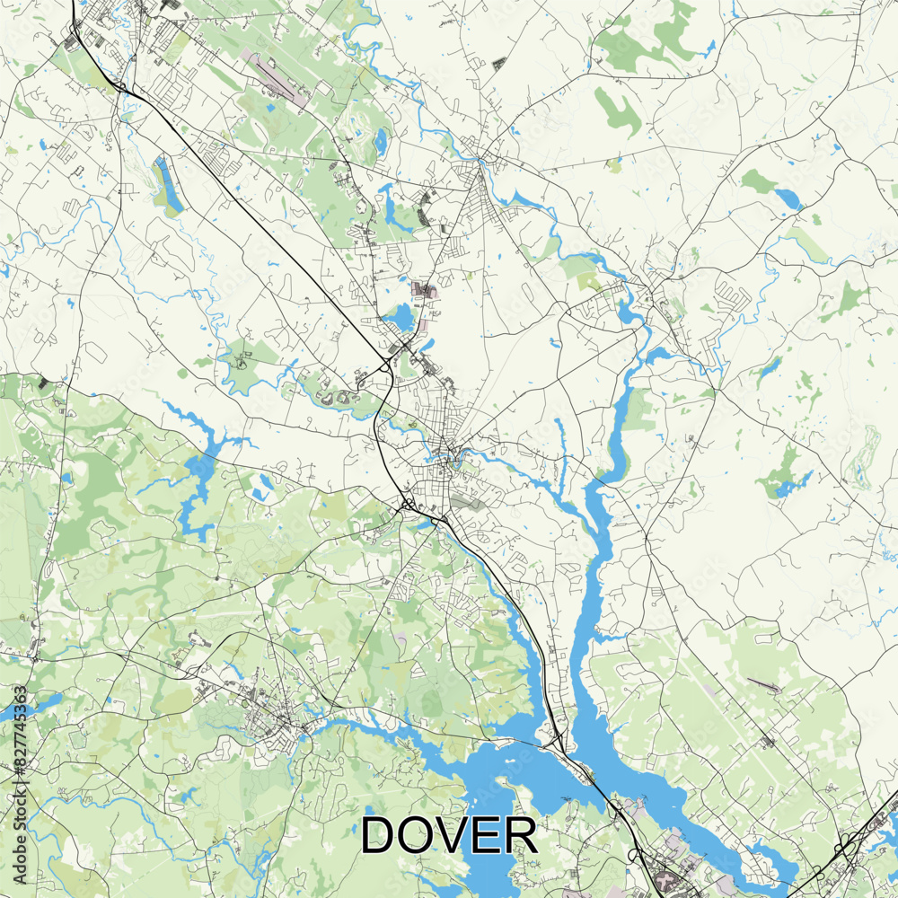 Dover, New Hampshire, United States map poster art Dover, New Hampshire, United States map poster art