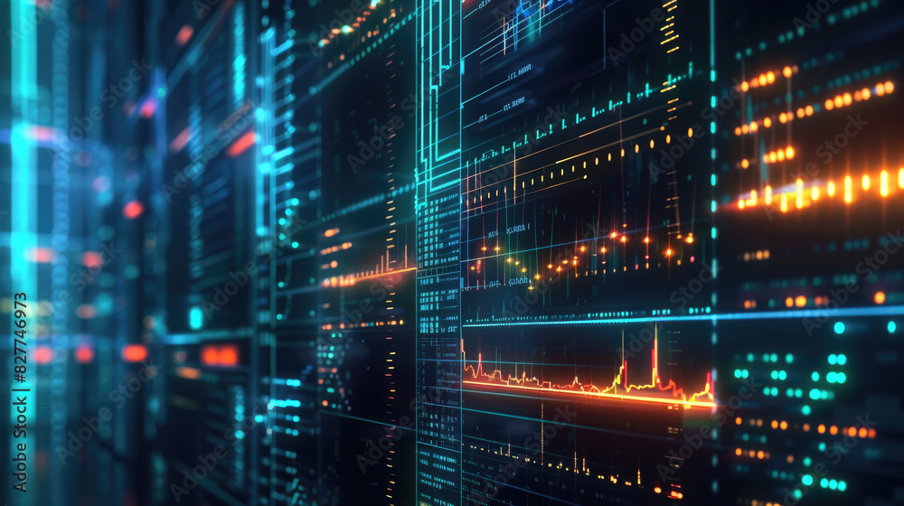 Obraz premium Real-Time Bitcoin Graphs on Digital Display