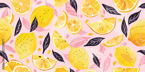 summer yellow lemon seamless pattern background design