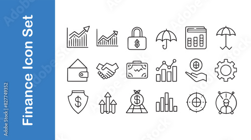 The finance line icon is set with an editable vector. 