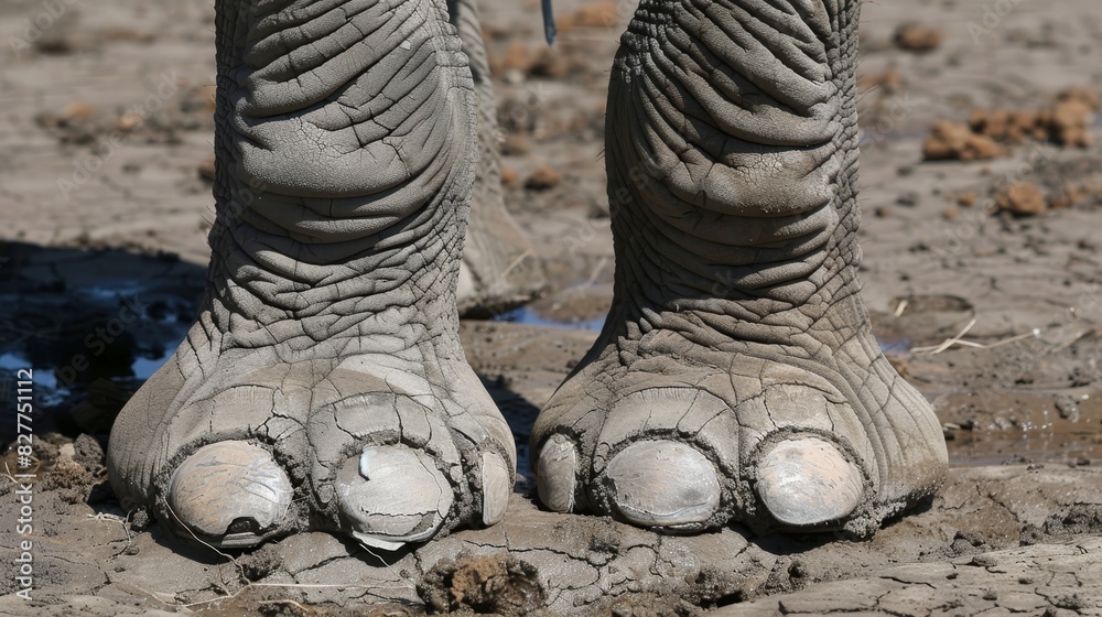 A close-up of dirty legs and feet in mud A close-up of dirty legs and feet in mud