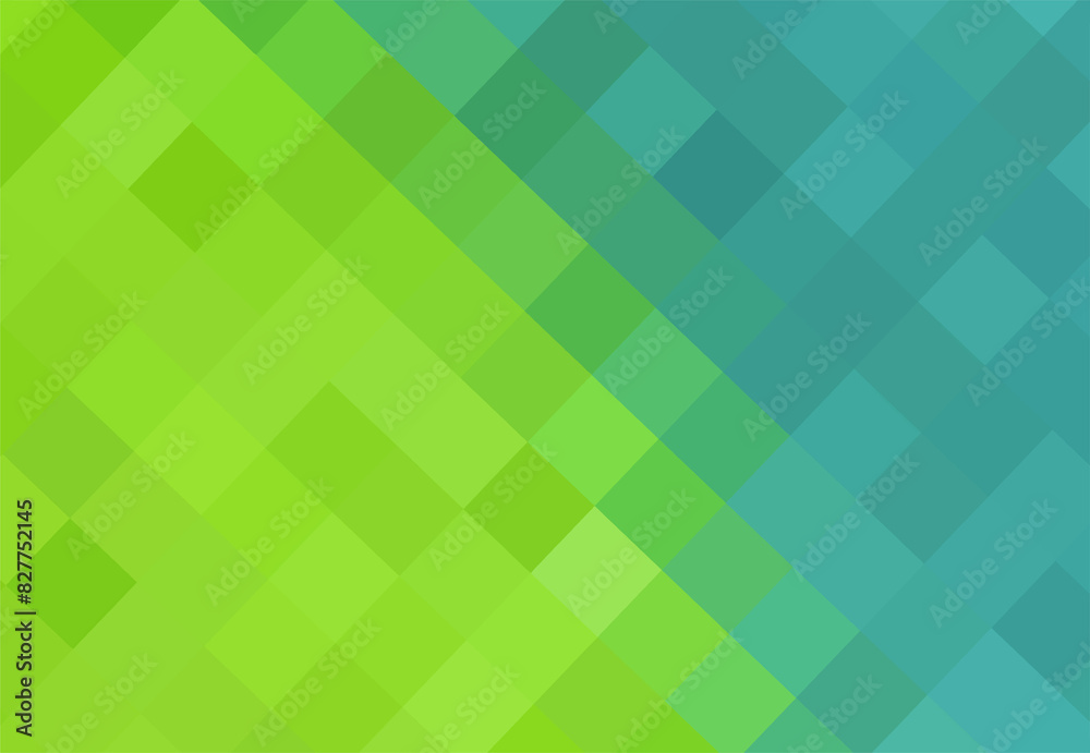 Gradient green background. Geometric texture from blue and green squares connected diagonally for publication, design, poster, calendar, post, screensaver, wallpaper, cover. Vector illustration Gradient green background. Geometric texture from blue and green squares connected diagonally for publication, design, poster, calendar, post, screensaver, wallpaper, cover. Vector illustration