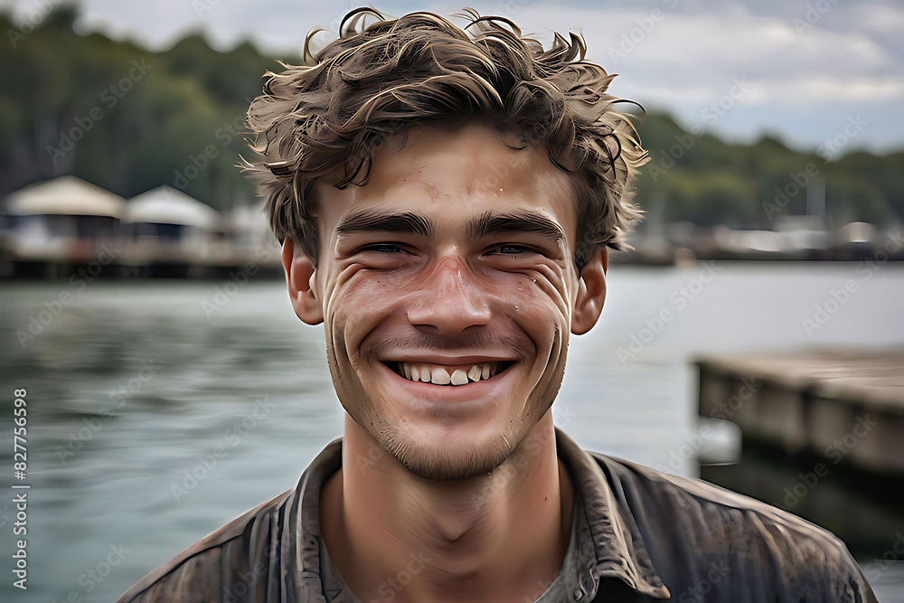 Handsome, joyful young man with a bright smile, stylish hair, and fashionable clothes, exuding positive vibes Handsome, joyful young man with a bright smile, stylish hair, and fashionable clothes, exuding positive vibes