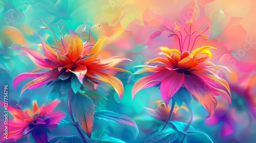  A tight shot of numerous flowers against a softly blurred backdrop, with faintly blurred flower images framing the composition on each side